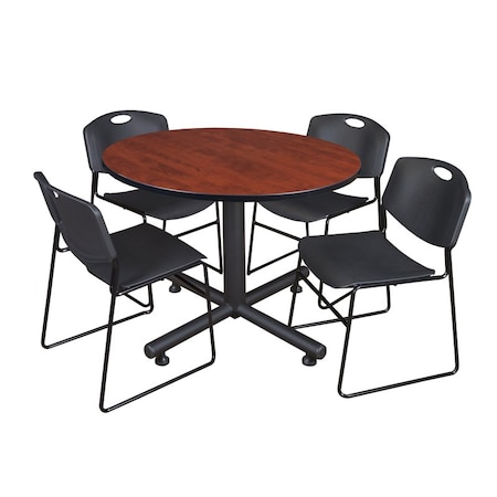 Kobe Kobe Round Table & Chair Set, Wood, Metal, Polypropylene Top TKB48RNDCH44BK